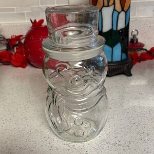 Clear Glass Snowman Jar